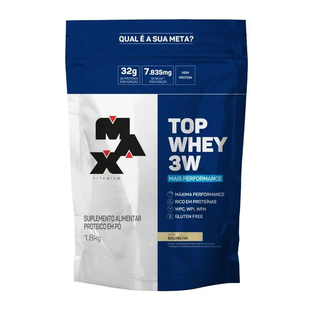 Top Whey 3w Max Titanium 1,8kg Baunilha