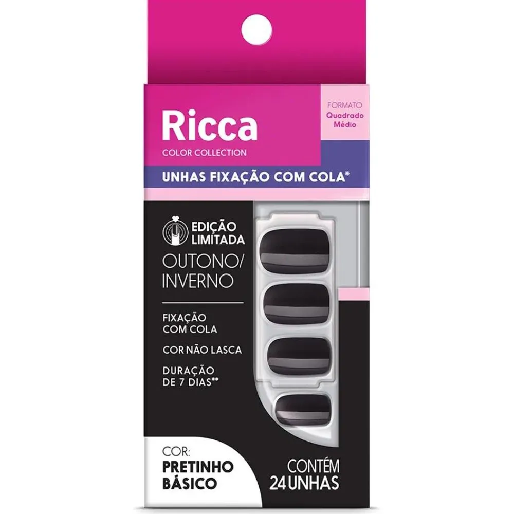 Unha Postiça Pretinho Básico Ricca