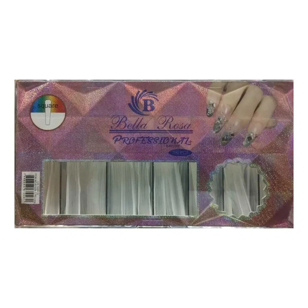 Unha Postiça Transparente Square Extra Longa C/360un Bella Rosa