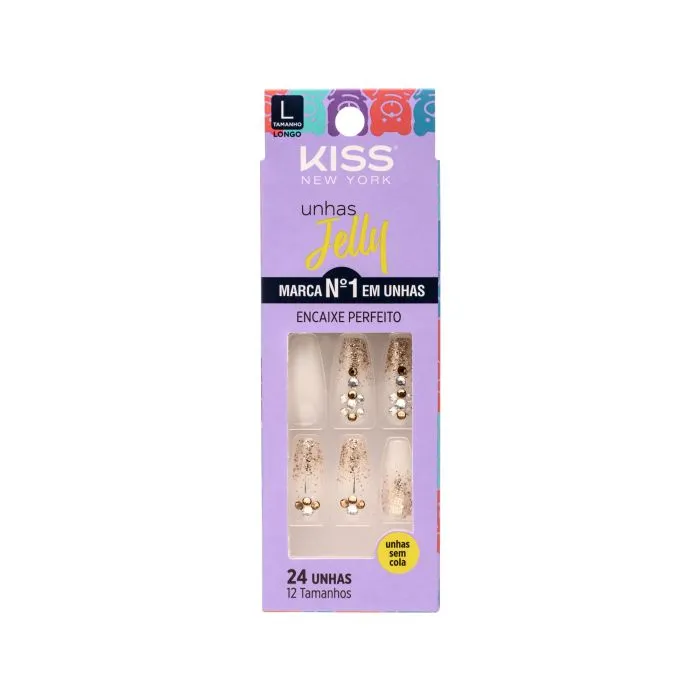 Unhas Kiss Jelly Ouro Antigo