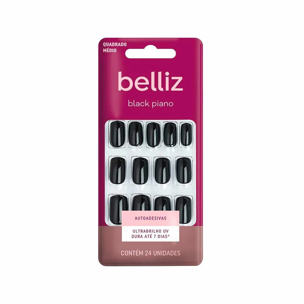 Unhas Postiças Belliz Autoadesiva Black