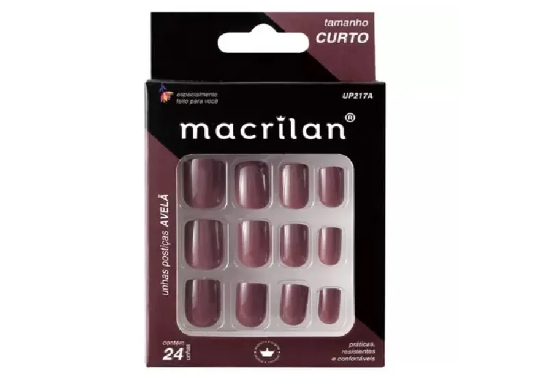 Unhas Postiças Curto Avelã Macrilan C/24un