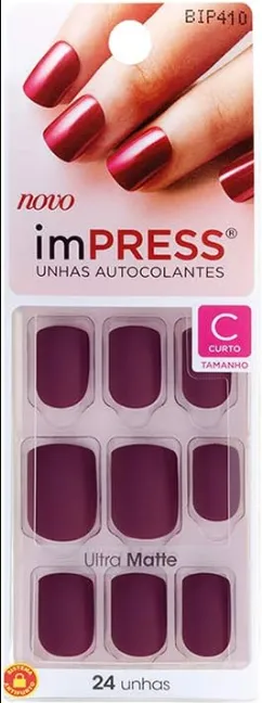 Unhas Postiças Kiss New York ImPRESS Curto Sexy Lady com 24