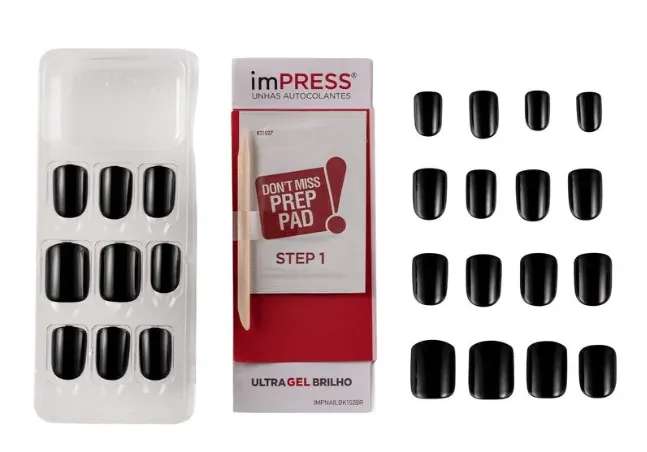 Unhas Postiças Kiss New York ImPRESS Curto Text Appeal com 24