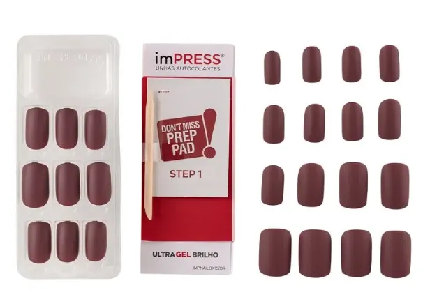 Unhas Postiças Kiss New York ImPRESS Média Deep Kiss com 24