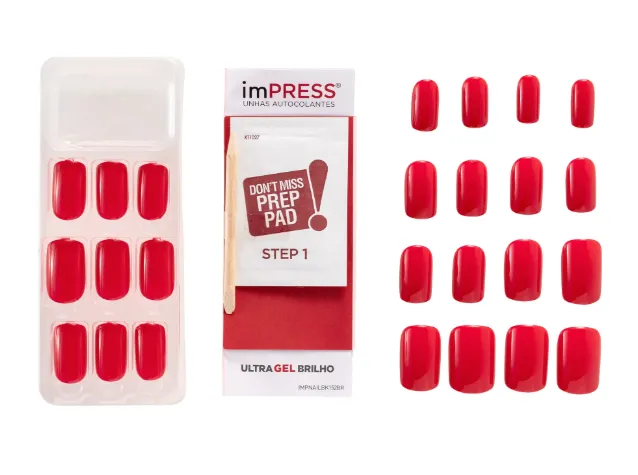 Unhas Postiças Kiss New York ImPRESS Média Rather Reckless com 24