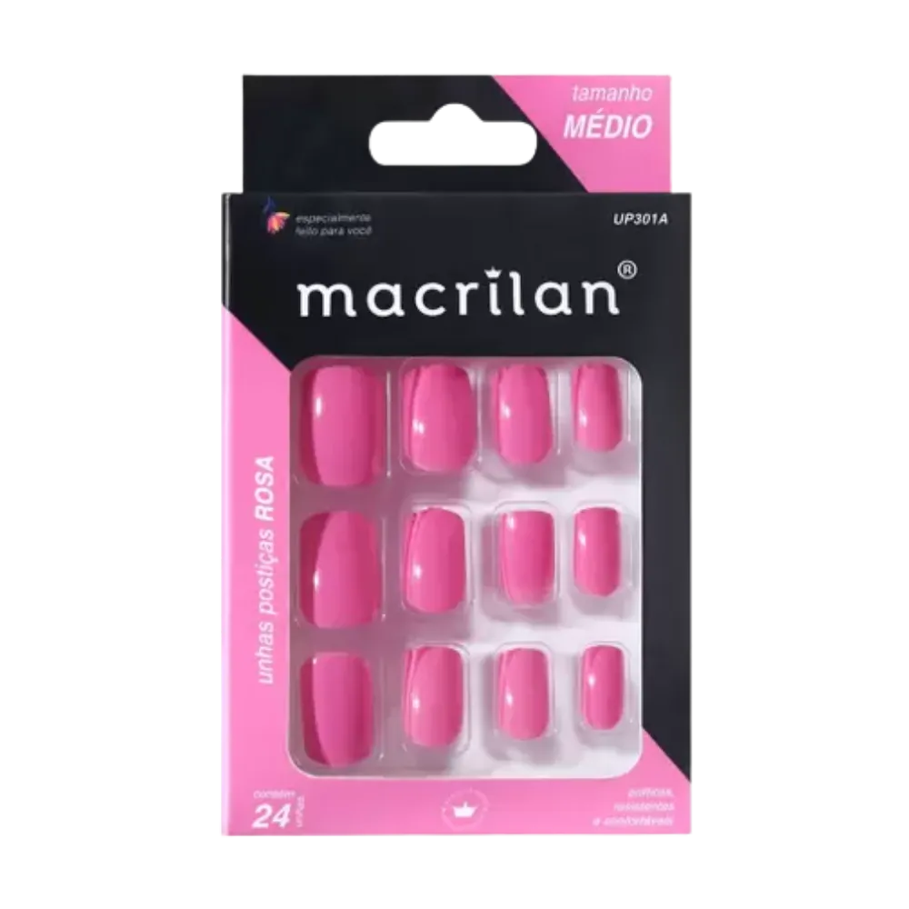 Unhas Postiças Médio Rosa Macrilan