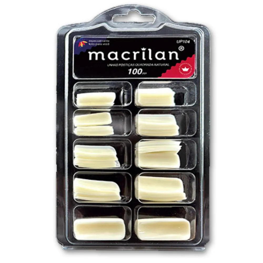 Unhas Postiças Macrilan Quadrada Natural UP104 100un