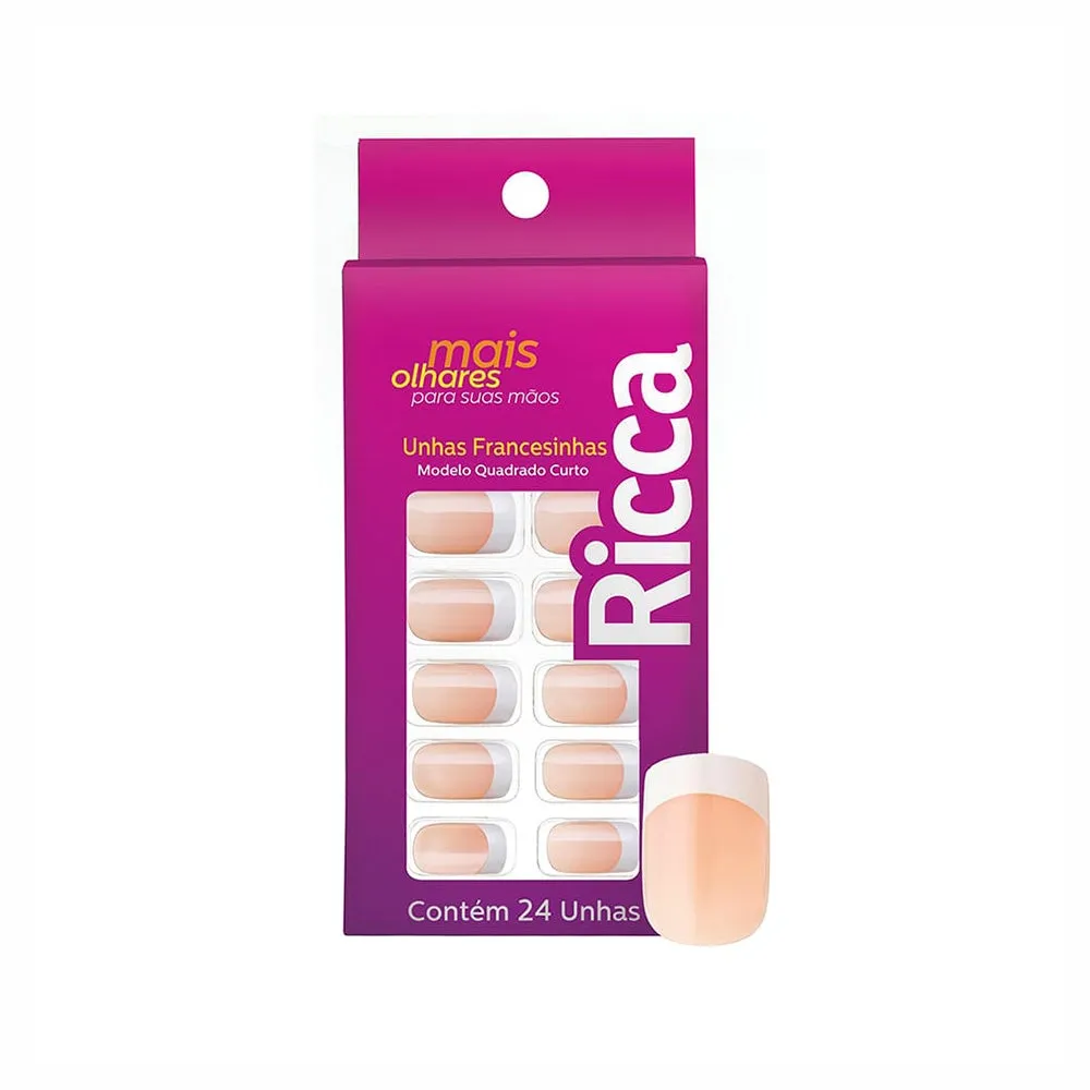 Unhas Postiças Ricca Francesinha Rosa