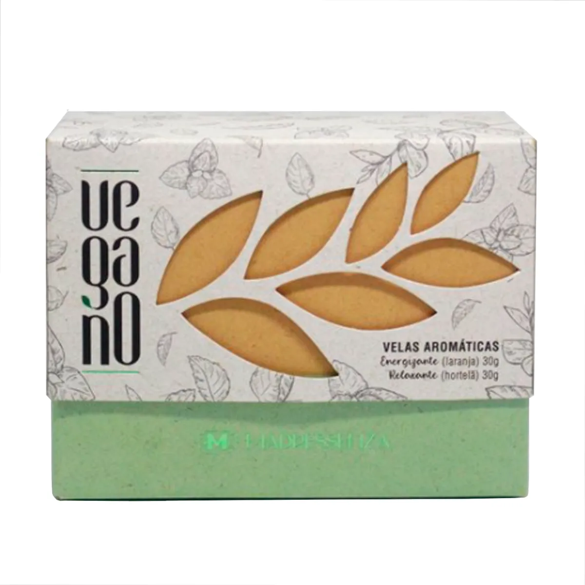 Kit Velas Aromaticas Vegana Hortelã Relaxante e Laranja Energizante 60gr