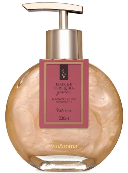 Via Aroma Sabonete Líquido Desodorante Flor de Cerejeira 200ml