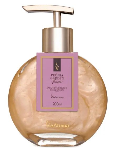Via Aroma Sabonete Líquido Desodorante Peônia Garden 200ml