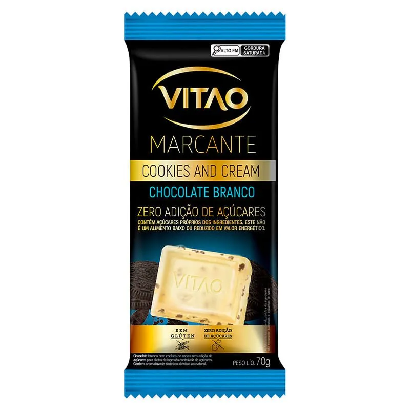 Vitao Chocolate Branco Cookies Zero Açúcar 70g