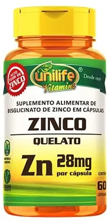 Zinco Quelato - Unilife - Frasco com 60 Cápsulas de 600mg